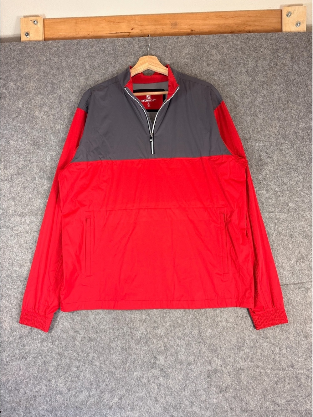 FootJoy HydroKnit red and gray quarter-zip pullover size medium